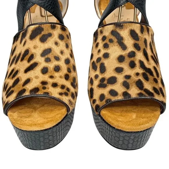 Christian Louboutin Bingirl Plume Leopard Platform Studded Sandal Heel 130 EU 39 - Picture 4 of 11